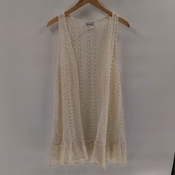 Rare Editions Cardigan Vest Cream Size Small Sleeveless - Picture 1 of 4